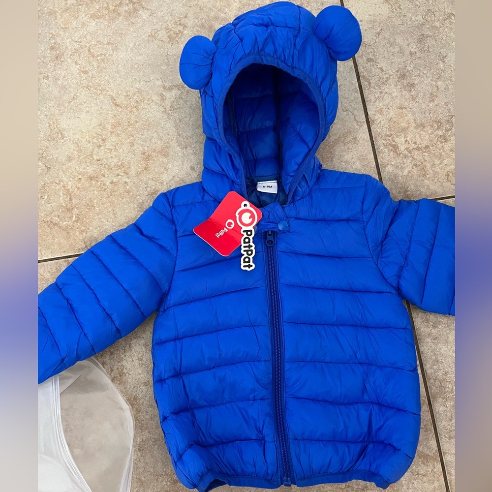 PatPat Vibrant Blue Puffer Jacket with Hood/Ears